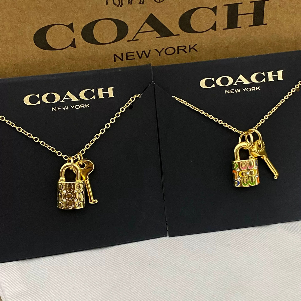 Coach Enamel Key Lock Pendant Necklace Metal